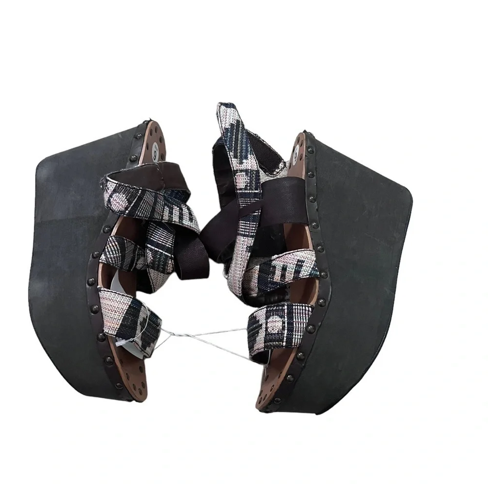 Joe’s Platform Wedge Studded Aztec Strapped Sandals- Size 9M